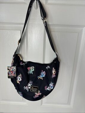 tokidoki Black Crescent Crossbody with Pastel Unicorn Print